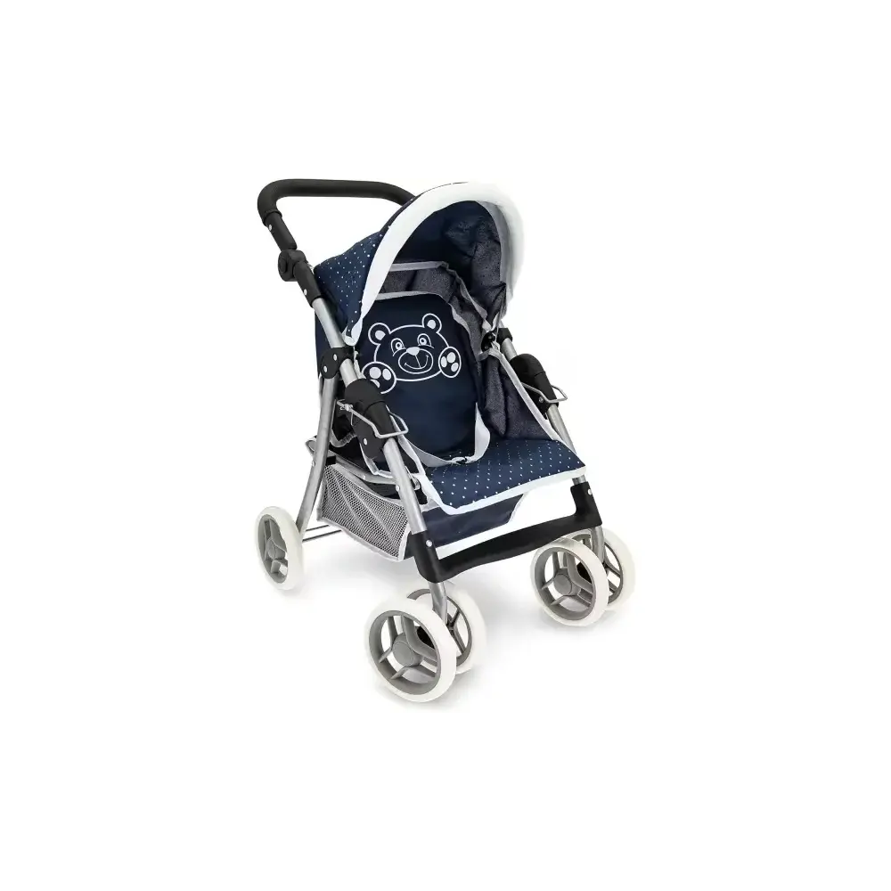 Passeggino Blu per Bambole con Orsetto Struttura in Metallo Teorema