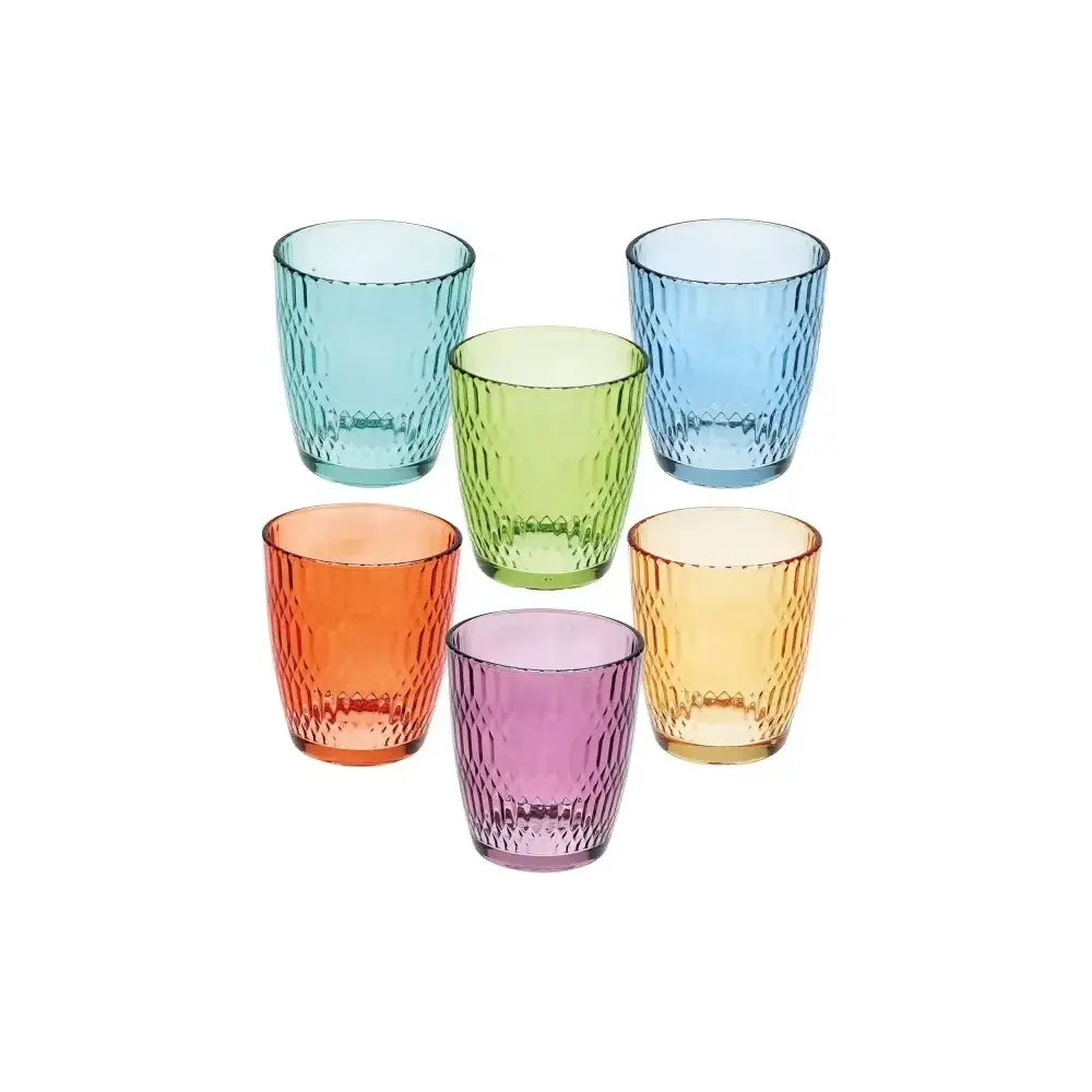 Set 6 Bicchieri Seoul 310 ml Vetro Colorato Anti-UV Ideale Tognana