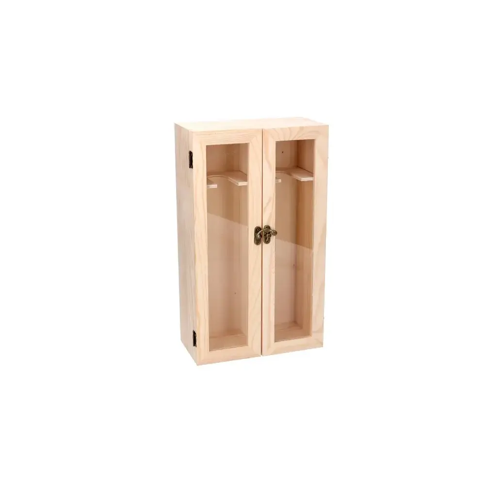 Portabottiglie Legno 2p con Vetro 36x21x11cm Vacchetti