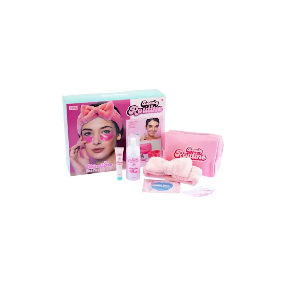 Beauty Routine Skin Care Essential Set con Pochette Rosa Nice