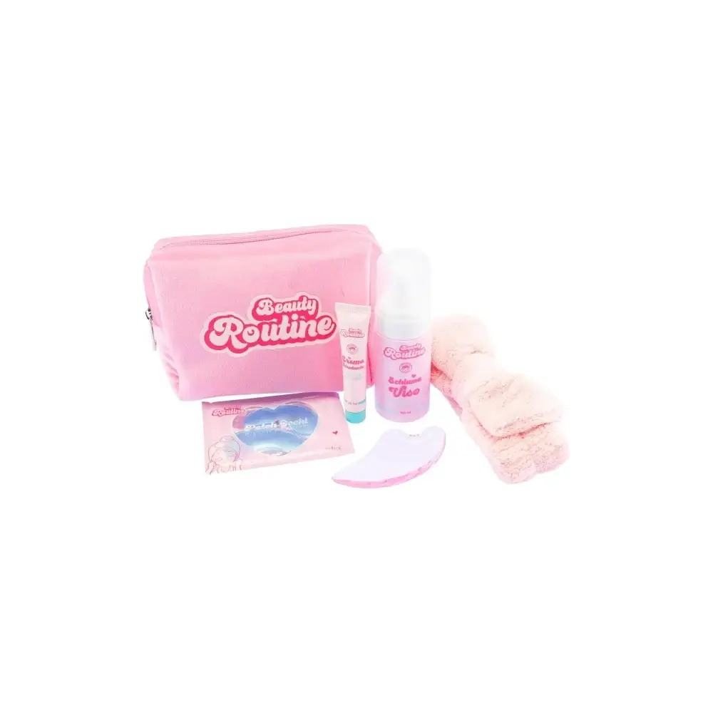 Beauty Routine Skin Care Essential Set con Pochette Rosa Nice
