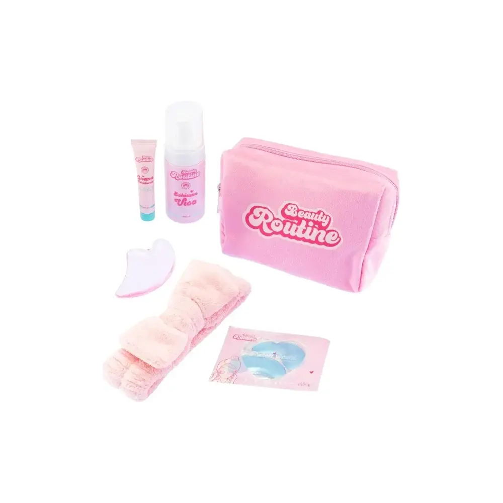 Beauty Routine Skin Care Essential Set con Pochette Rosa Nice