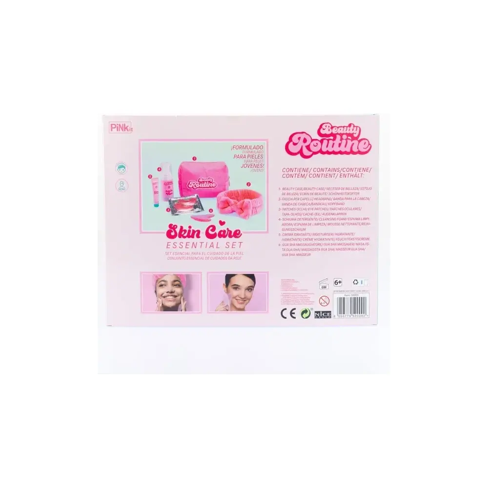 Beauty Routine Skin Care Essential Set con Pochette Rosa Nice