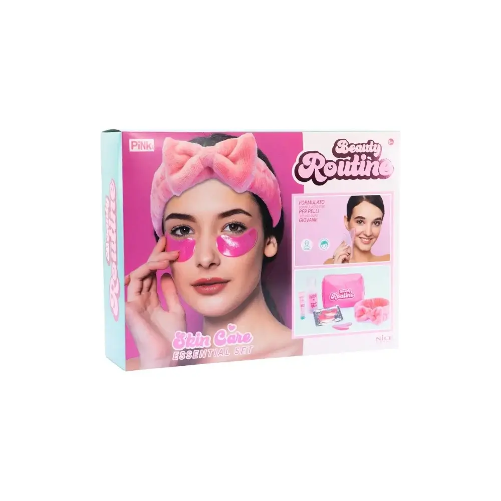 Beauty Routine Skin Care Essential Set con Pochette Rosa Nice