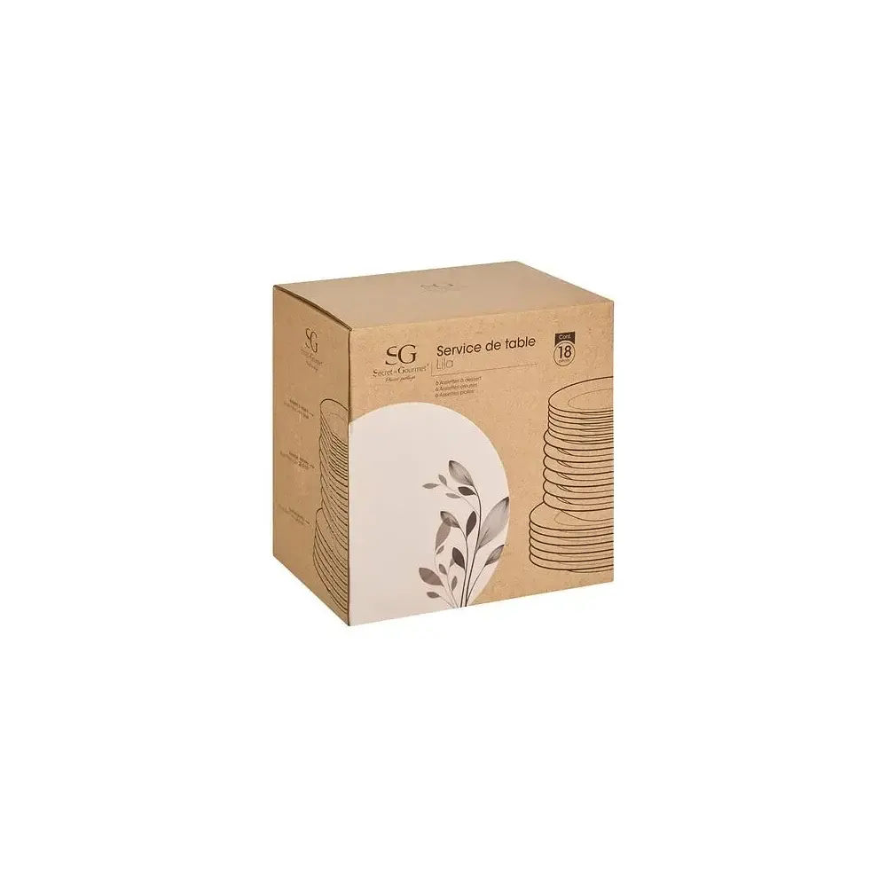 Set di Piatti 18 Pezzi Lila in Porcellana Bianco Secret de Gourmet