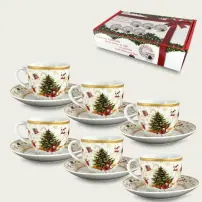 Set 6 Tazze con Piatto Christmas Tree Ar.Ca