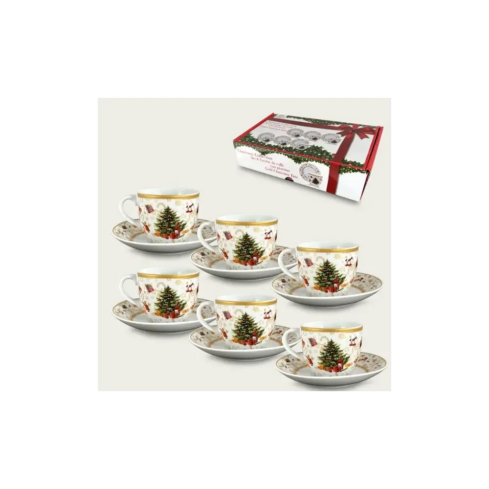 Set 6 Tazze con Piatto Christmas Tree Ar.Ca