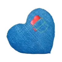 Cuscino a Cuore in Tessuto 40 cm con Stampa Jeans Decar