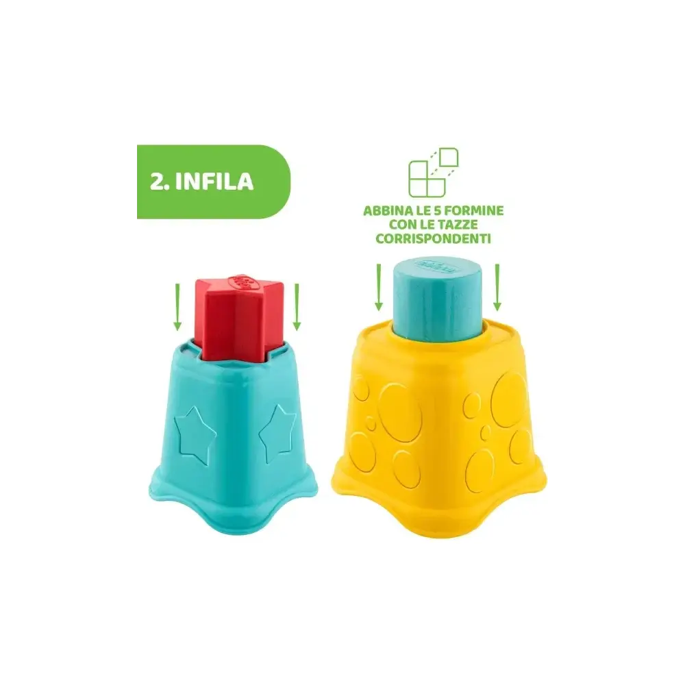 Tazze Impilabili 2in1 Eco+ con 5 e 5 Forme Colorate Plastica Chicco