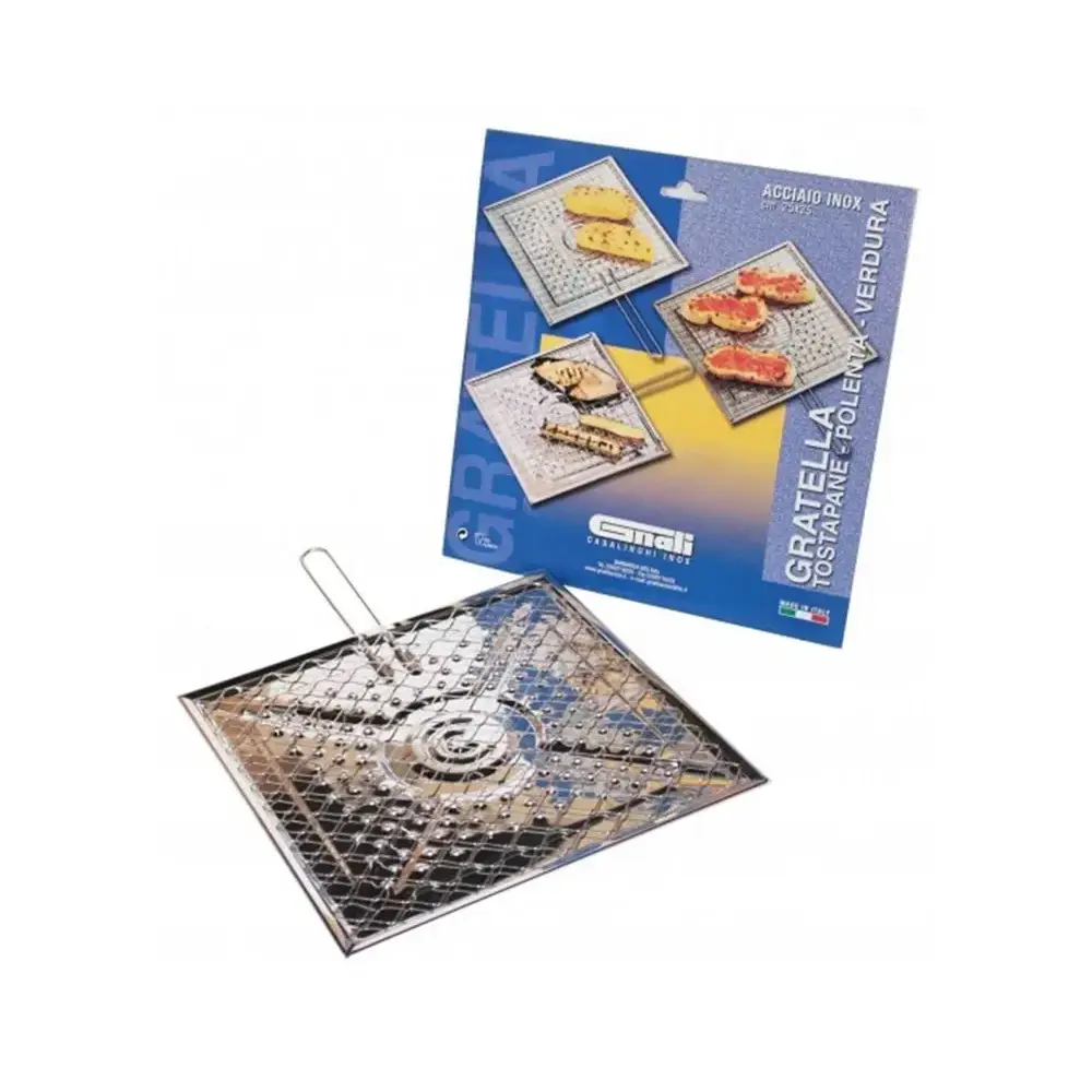 Gratella Tostapane Acciaio Inox 25x25 Pane e Polenta