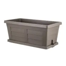 Fioriera in Plastica Trama Legno 100 cm Cappuccino con Sottovaso Bama