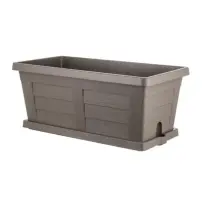Fioriera in Plastica Trama Legno 100 cm Cappuccino con Sottovaso Bama