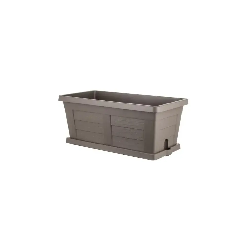 Fioriera in Plastica Trama Legno 100 cm Cappuccino con Sottovaso Bama