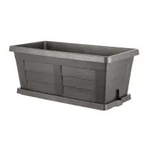 Fioriera in Plastica 100 cm Antracite Effetto Legno Vaso Bama