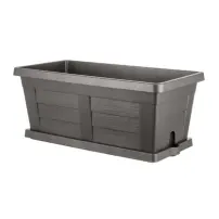 Fioriera in Plastica 100 cm Antracite Effetto Legno Vaso Bama