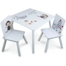 Tavolino con 2 Sedie in Legno 59x59x45 cm Max 25 kg Disegni Teorema