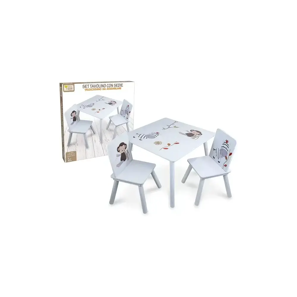 Tavolino con 2 Sedie in Legno 59x59x45 cm Max 25 kg Disegni Teorema
