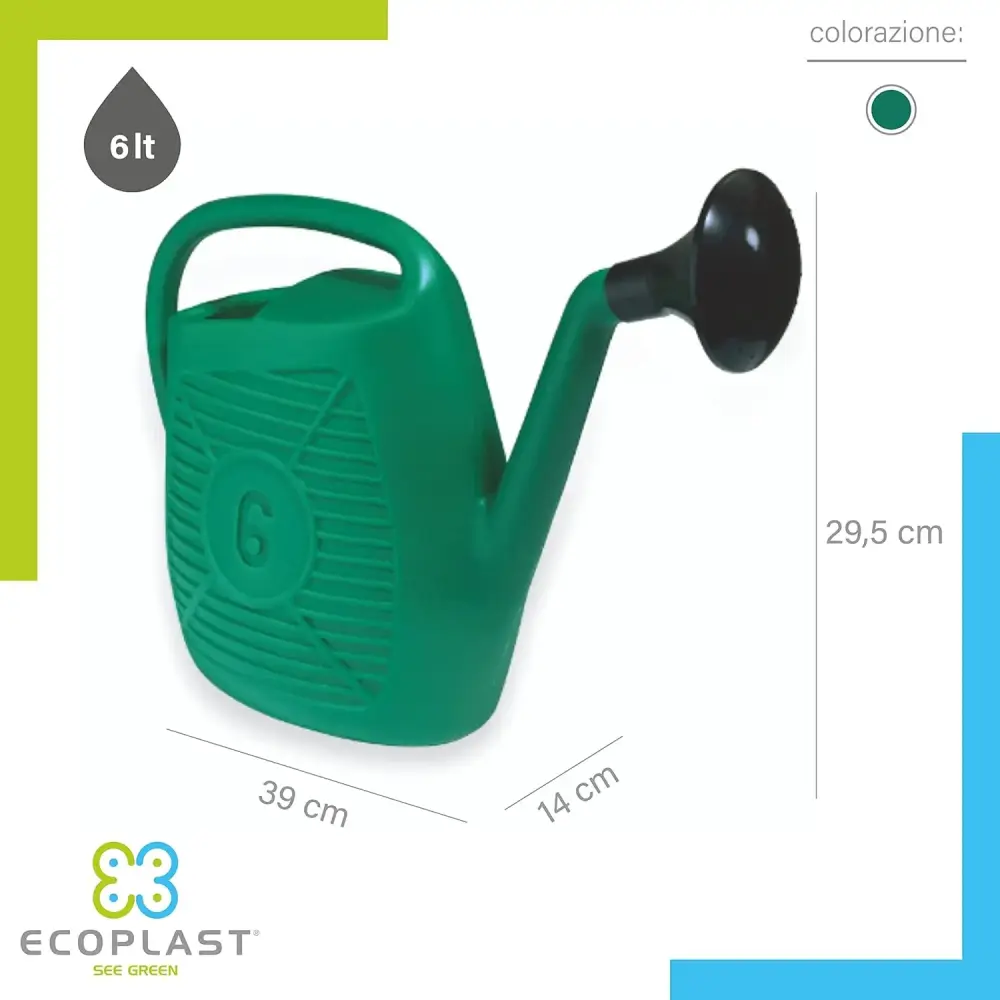 Annaffiatoio Giardino 6 Lt Resistente con Manico