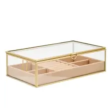 Portagioie Jude Beige 24x14x7 cm in Vetro Atmosphera