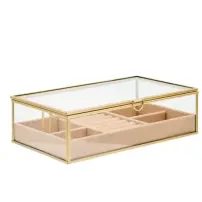 Portagioie Jude Beige 24x14x7 cm in Vetro Atmosphera