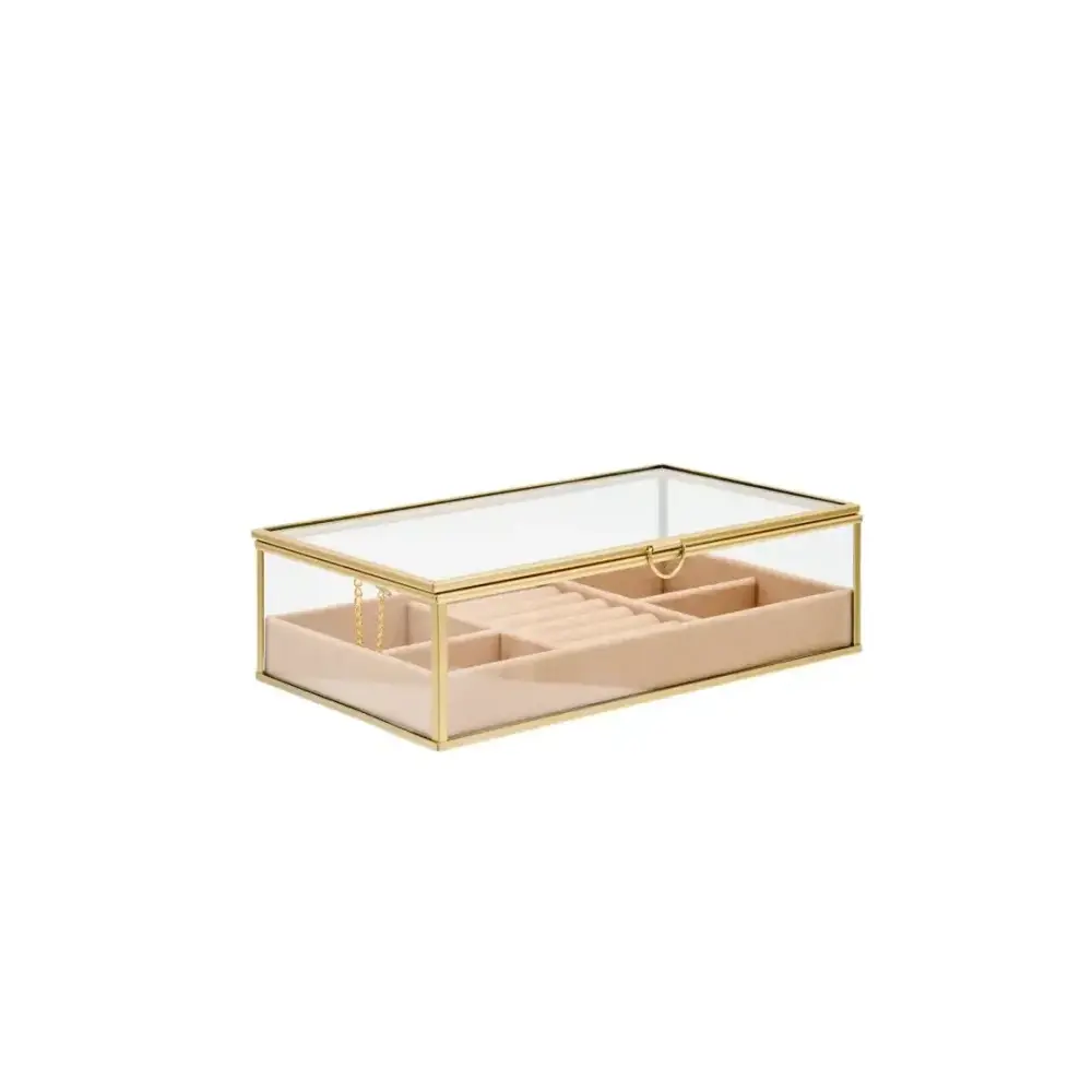 Portagioie Jude Beige 24x14x7 cm in Vetro Atmosphera
