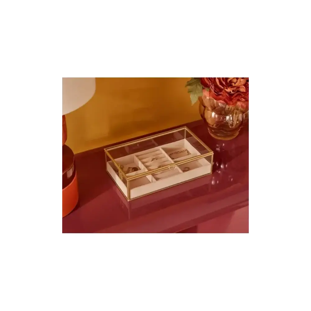 Portagioie Jude Beige 24x14x7 cm in Vetro Atmosphera