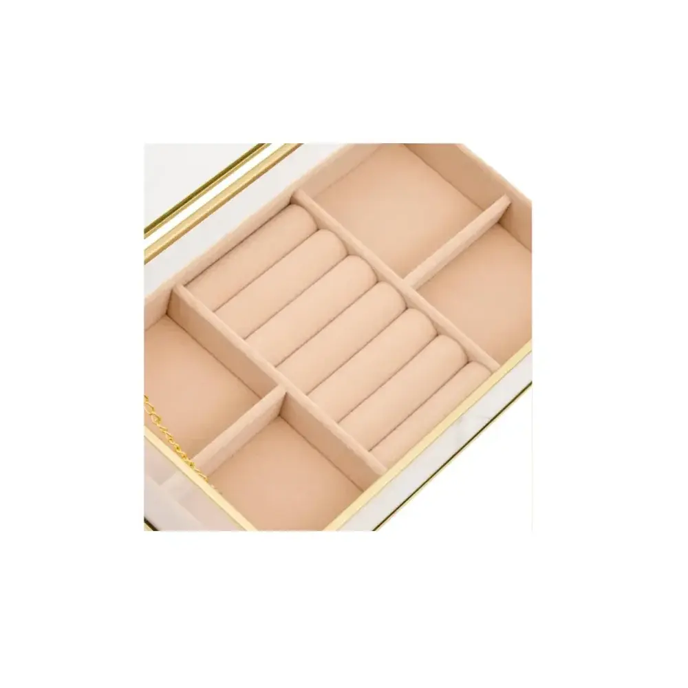 Portagioie Jude Beige 24x14x7 cm in Vetro Atmosphera