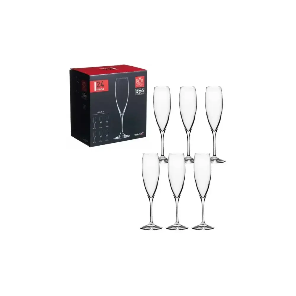 Set 6 Flute Champagne Invino 24 cl Cristallo Luxion Trasparenza RCR