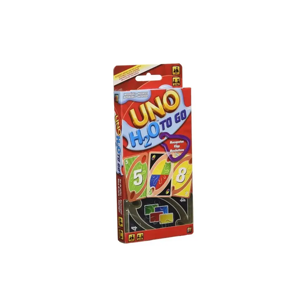 Uno H2o Gioco di Carte Resistente All'Acqua Plastificate Clip Mattel