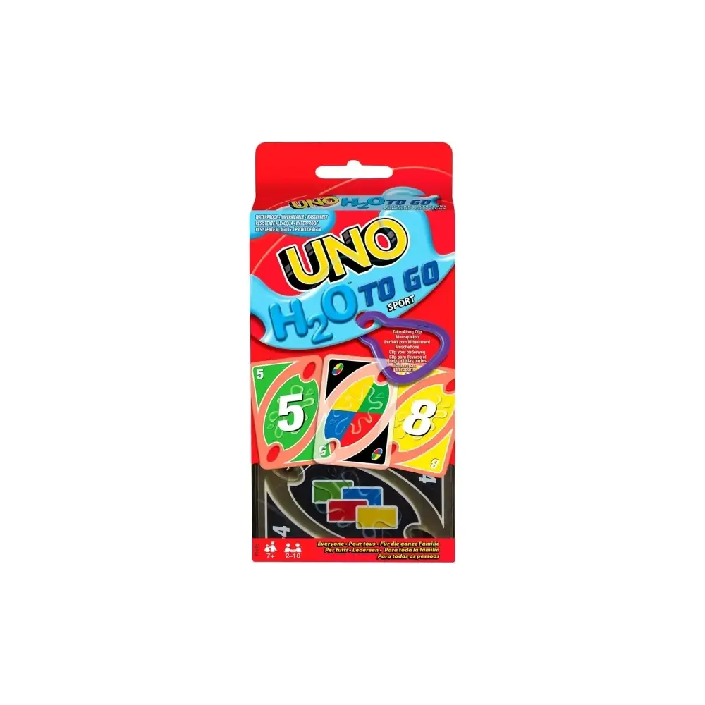 Uno H2o Gioco di Carte Resistente All'Acqua Plastificate Clip Mattel