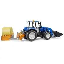 Trattore New Holland T5 con Ruspa e Rimorchio Bruder