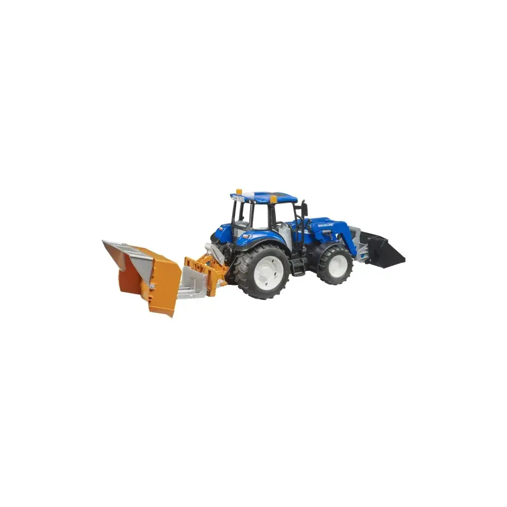 Trattore New Holland T5 con Ruspa e Rimorchio Bruder