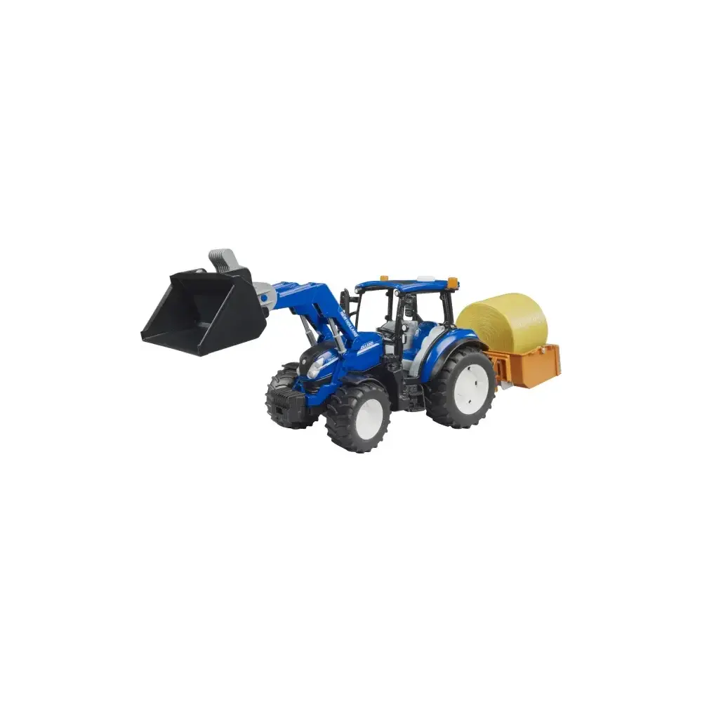 Trattore New Holland T5 con Ruspa e Rimorchio Bruder