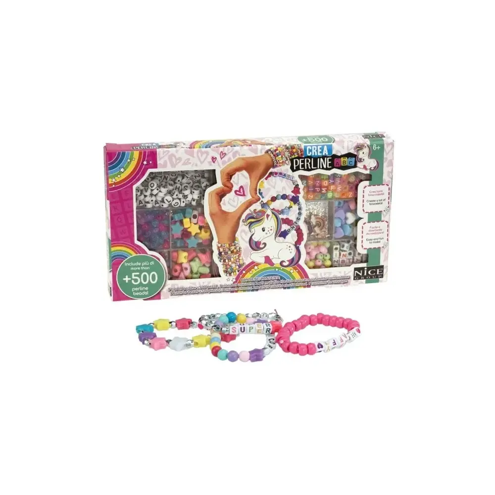 Perline ABC 500 Unicorn Kit Creativo con 500 e 10 Metri di Corda Nice