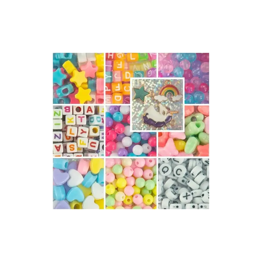 Perline ABC 500 Unicorn Kit Creativo con 500 e 10 Metri di Corda Nice