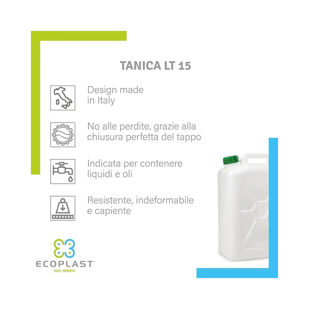 Tanica 15 Litri Plastica Ecoplast Made in Italy