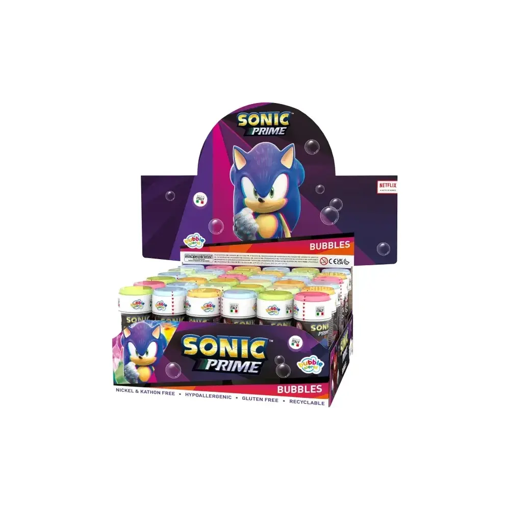 Sonic Bolle di Sapone 60 ml Tappo Labirinto Made in Italy Senza Dulcop