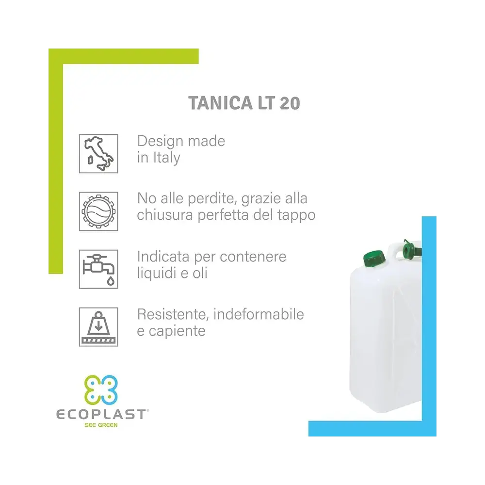 Tanica 20 Litri Plastica Resistente Made in Italy