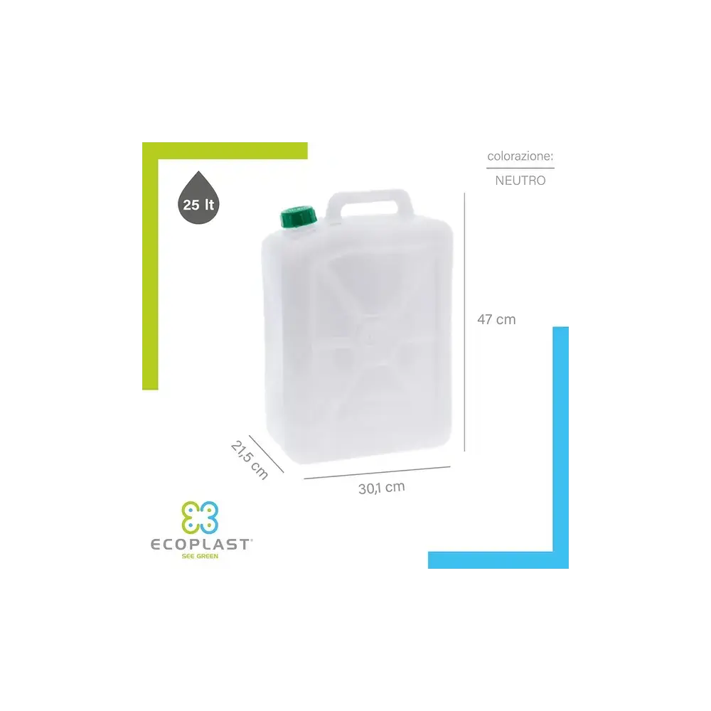 Tanica 25 Litri Ecoplast Plastica Made in Italy