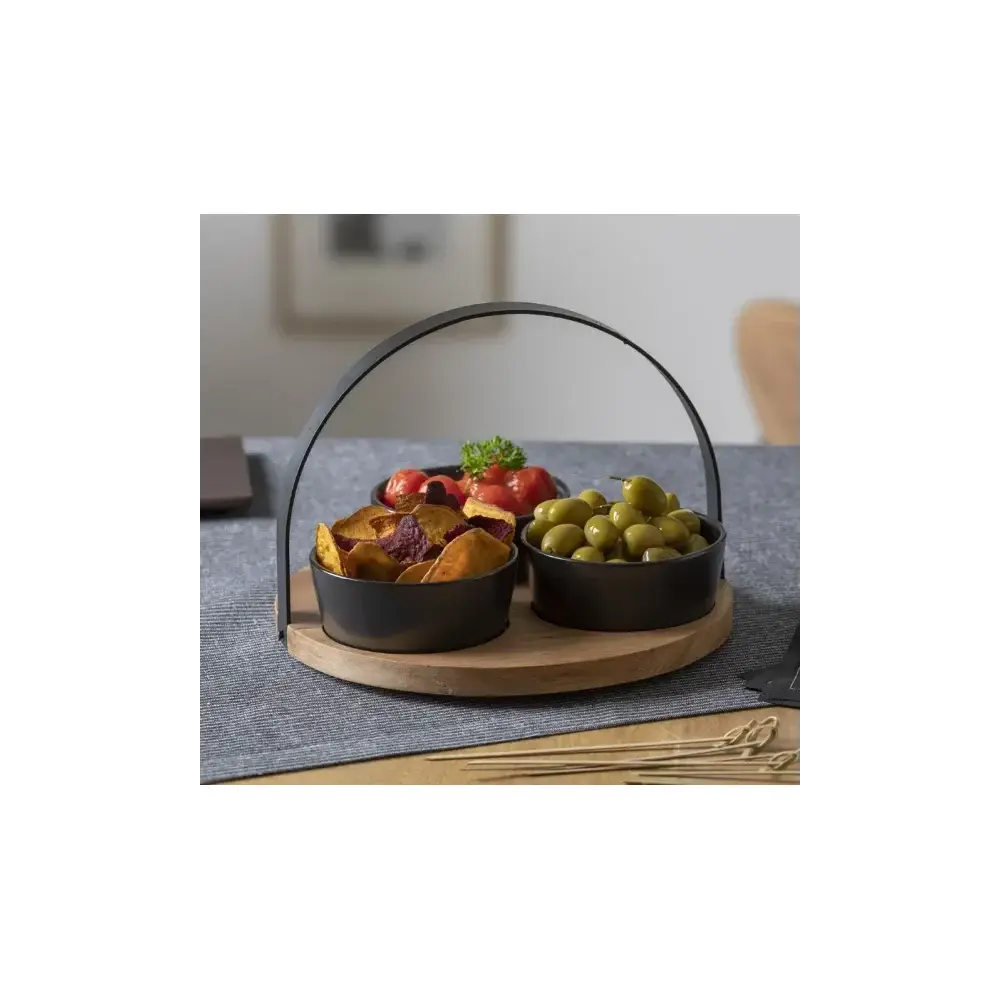 Set Aperitivo 4 Pezzi Vassoio con 3 Ciotole Secret de Gourmet