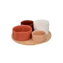 Set Aperitivo Alicante 5 Pezzi in Bambù e Stoneware Secret de Gourmet