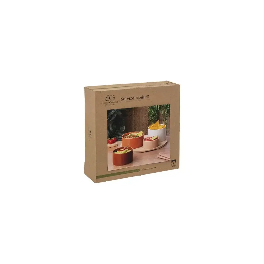 Set Aperitivo Alicante 5 Pezzi in Bambù e Stoneware Secret de Gourmet