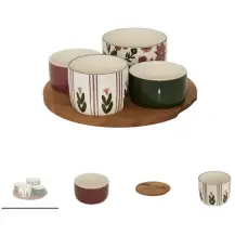 Set Aperitivo Mona 4 Ciotole con Vassoio Acacia Secret de Gourmet