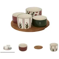 Set Aperitivo Mona 4 Ciotole con Vassoio Acacia Secret de Gourmet