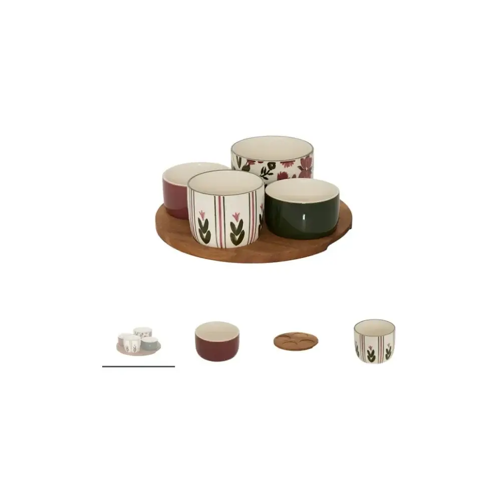 Set Aperitivo Mona 4 Ciotole con Vassoio Acacia Secret de Gourmet