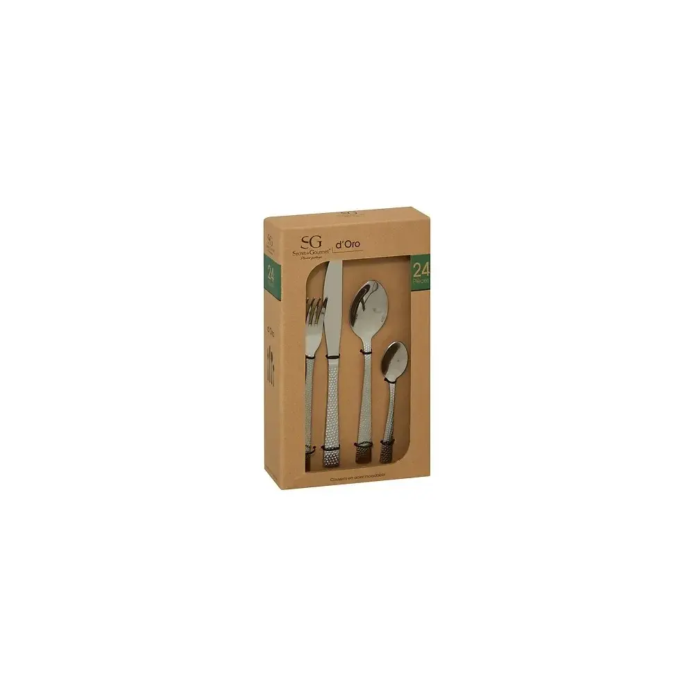 Servizio di Posate 24 Pezzi D'oro in Acciaio Inox Secret de Gourmet