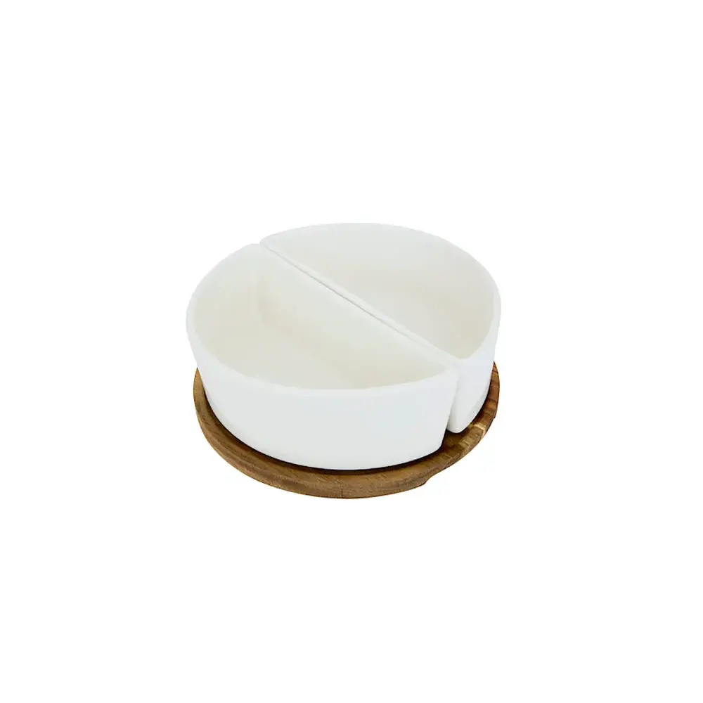 Servizio Aperitivo 3 Pezzi Stoneware Bianco Vassoio Secret de Gourmet