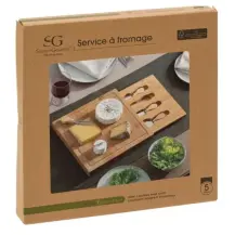 Set Formaggi 4 Coltelli con Vassoio Bamboo Secret de Gourmet
