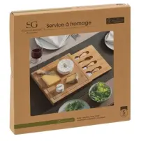 Set Formaggi 4 Coltelli con Vassoio Bamboo Secret de Gourmet