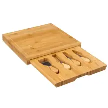 Set Formaggi 4 Coltelli con Vassoio Bamboo Secret de Gourmet